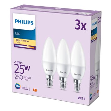 Philips Classic Set of 3 LED E14 2.8 Watt 2700 Kelvin 250 Lumen