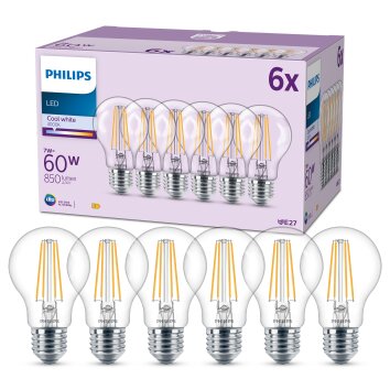 Philips Classic Set of 6 LED E27 7 Watt 4000 Kelvin 850 Lumen