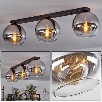 Koyoto  Ceiling Light glass 25 cm chrome, clear, Smoke-coloured, 3-light sources