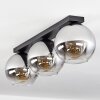 Koyoto  Ceiling Light glass 20 cm chrome, clear, Smoke-coloured, 3-light sources