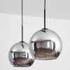 Koyoto  Pendant Light glass 25 cm chrome, Smoke-coloured, 2-light sources