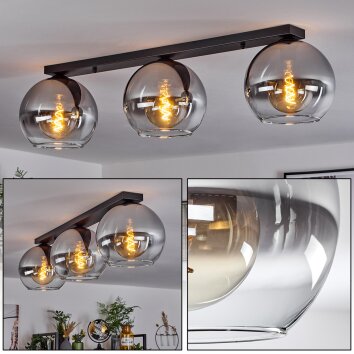 Koyoto  Ceiling Light glass 25 cm clear, Smoke-coloured, 3-light sources