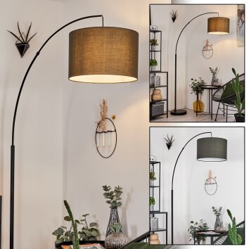 Gualdim Floor Lamp black, 1-light source, Fabric lampshade