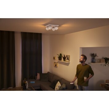 Philips Hue Buckram Ceiling Light LED white, 4-light sources, Remote control