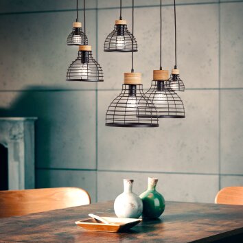 Brilliant Avia Pendant Light Light wood, black, 6-light sources
