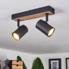 Javel Ceiling Light brown, Wood like finish, black, 2-light sources