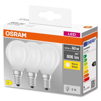 OSRAM CLASSIC P Set of 3 LED E14 5.5 Watt 2700 Kelvin 806 Lumen