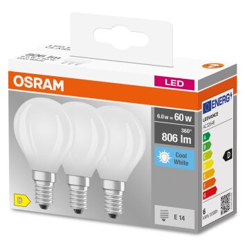 OSRAM CLASSIC P Set of 3 LED E14 5.5 Watt 4000 Kelvin 806 Lumen
