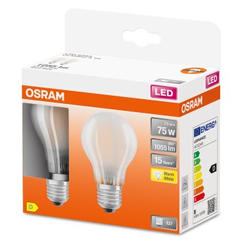 OSRAM LED Retrofit Set of 2 E27 7.5 Watt 2700 Kelvin 1055 Lumen