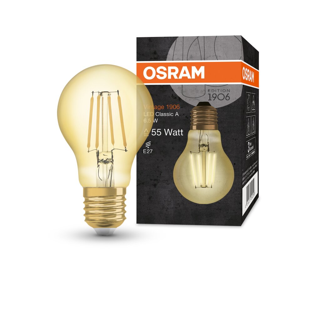 OSRAM Vintage 1906® LED E27 6.5 Watt 2400 Kelvin 650 Lumen 4058075293298