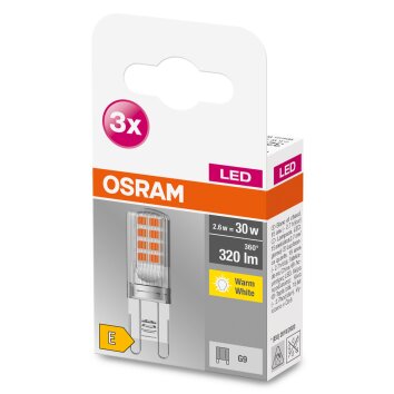 OSRAM LED BASE PIN Set of 3 G9 2.6 Watt 2700 Kelvin 320 Lumen