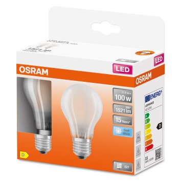 OSRAM LED Retrofit Set of 2 LED E27 11 Watt 4000 Kelvin 1521 Lumen