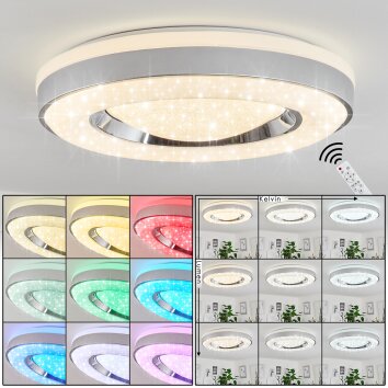 Cancinos Ceiling Light LED silver, white, 2-light sources, Remote control, Colour changer