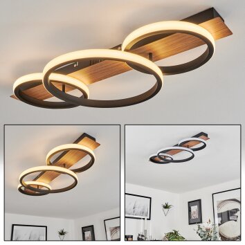 Canhestros Ceiling Light LED brown, Wood like finish, black, 1-light source