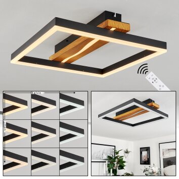 Angtasom Ceiling Light LED Wood like finish, black, white, 1-light source, Remote control