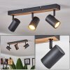 Javel Ceiling Light brown, Wood like finish, black, 3-light sources