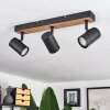 Javel Ceiling Light brown, Wood like finish, black, 3-light sources