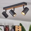 Javel Ceiling Light brown, Wood like finish, black, 3-light sources