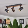 Javel Ceiling Light brown, Wood like finish, black, 3-light sources