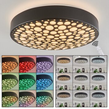 Agodim Ceiling Light LED black, white, 1-light source, Remote control, Colour changer
