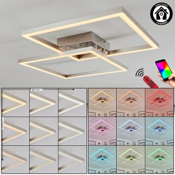 Relous Ceiling Light LED stainless steel, 2-light sources, Remote control, Colour changer