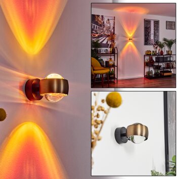 Sapri Wall Light antique brass, black, 1-light source