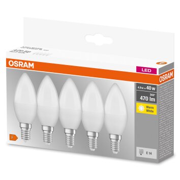 OSRAM CLASSIC B Set of 5 LED E14 4.9 Watt 2700 Kelvin 470 Lumen