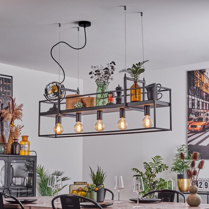 Victorine Pendant Light chrome, black, 5-light sources