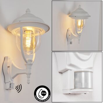 Jeannot Outdoor Wall Light white, 1-light source, Motion sensor