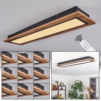 Salmi Ceiling Light LED Wood like finish, black, 1-light source, Remote control