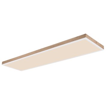 Globo DORO Ceiling Light LED Wood like finish, white, 1-light source, Remote control