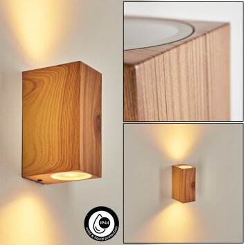 Skaabu Outdoor Wall Light Wood like finish, 2-light sources