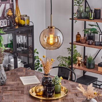 Koyoto Pendant Light glass 20 cm gold, black, 1-light source