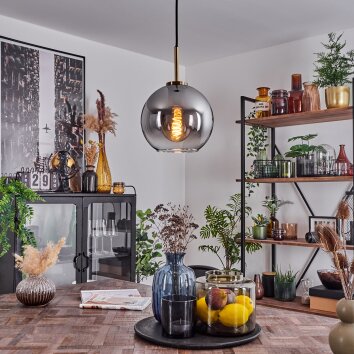 Koyoto Pendant Light glass 20 cm antique brass, 1-light source