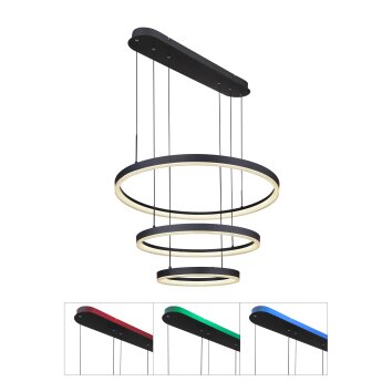 Globo AUGUSTO Pendant Light LED gold, black, 2-light sources, Remote control, Colour changer