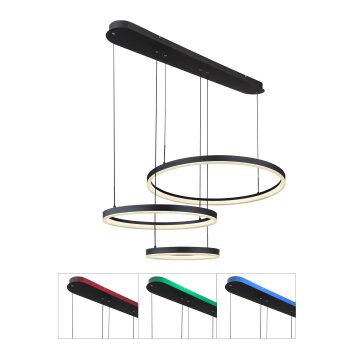 Globo AUGUSTO Pendant Light LED gold, black, 2-light sources, Remote control, Colour changer