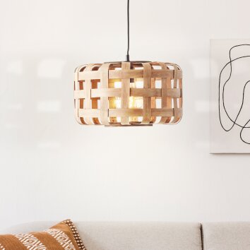 Brilliant Woodline Pendant Light black, 1-light source