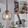 Koyoto Pendant Light glass 15 cm stainless steel, black, 1-light source