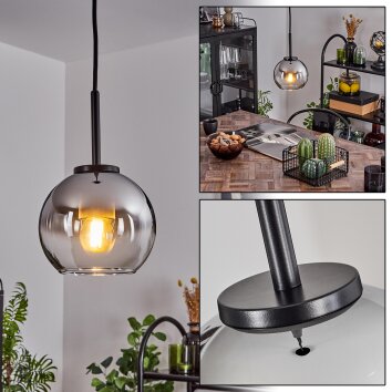 Koyoto Pendant Light glass 15 cm Stainless steel color, black, 1-light source