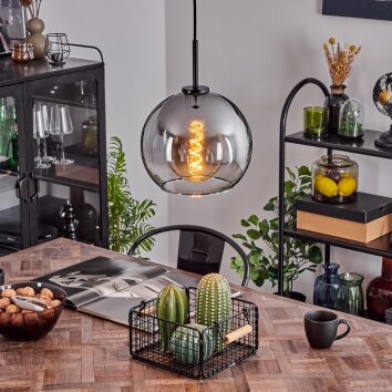 Koyoto Pendant Light glass 25 cm stainless steel, black, 1-light source