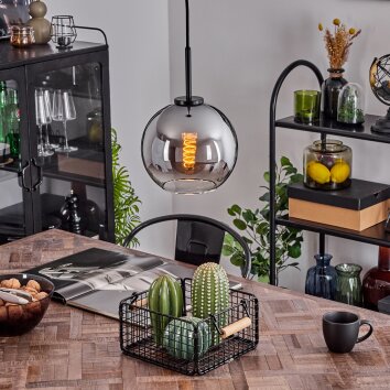 Koyoto Pendant Light glass 20 cm stainless steel, black, 1-light source