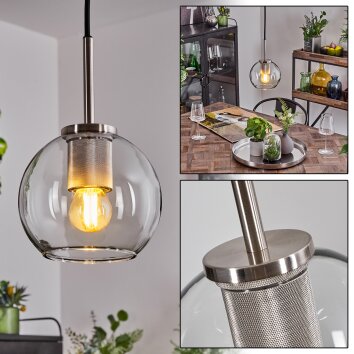 Koyoto Pendant Light glass 15 cm black, silver, 1-light source