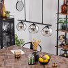 Koyoto Pendant Light glass 15 cm chrome, clear, Smoke-coloured, 3-light sources
