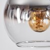 Koyoto Pendant Light glass 15 cm chrome, clear, Smoke-coloured, 3-light sources
