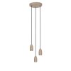 Lucide EVORA Pendant Light Taupe, 3-light sources