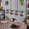 Koyoto Pendant Light glass 15 cm chrome, Smoke-coloured, 4-light sources