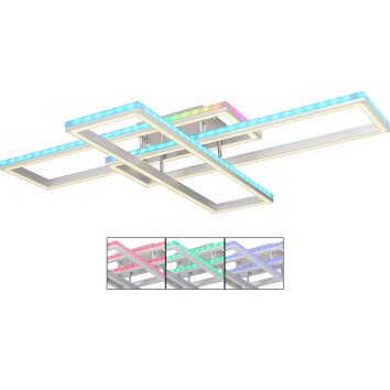 Globo SALMOS Ceiling Light LED aluminium, grey, silver, 2-light sources, Remote control, Colour changer