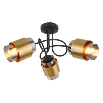 Globo MILLEY Ceiling Light brass, black, 3-light sources