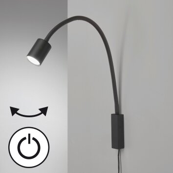 Fischer & Honsel Justi Wall Light LED black, 1-light source