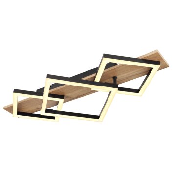 Globo BEATRIX Ceiling Light LED Wood like finish, black, 1-light source